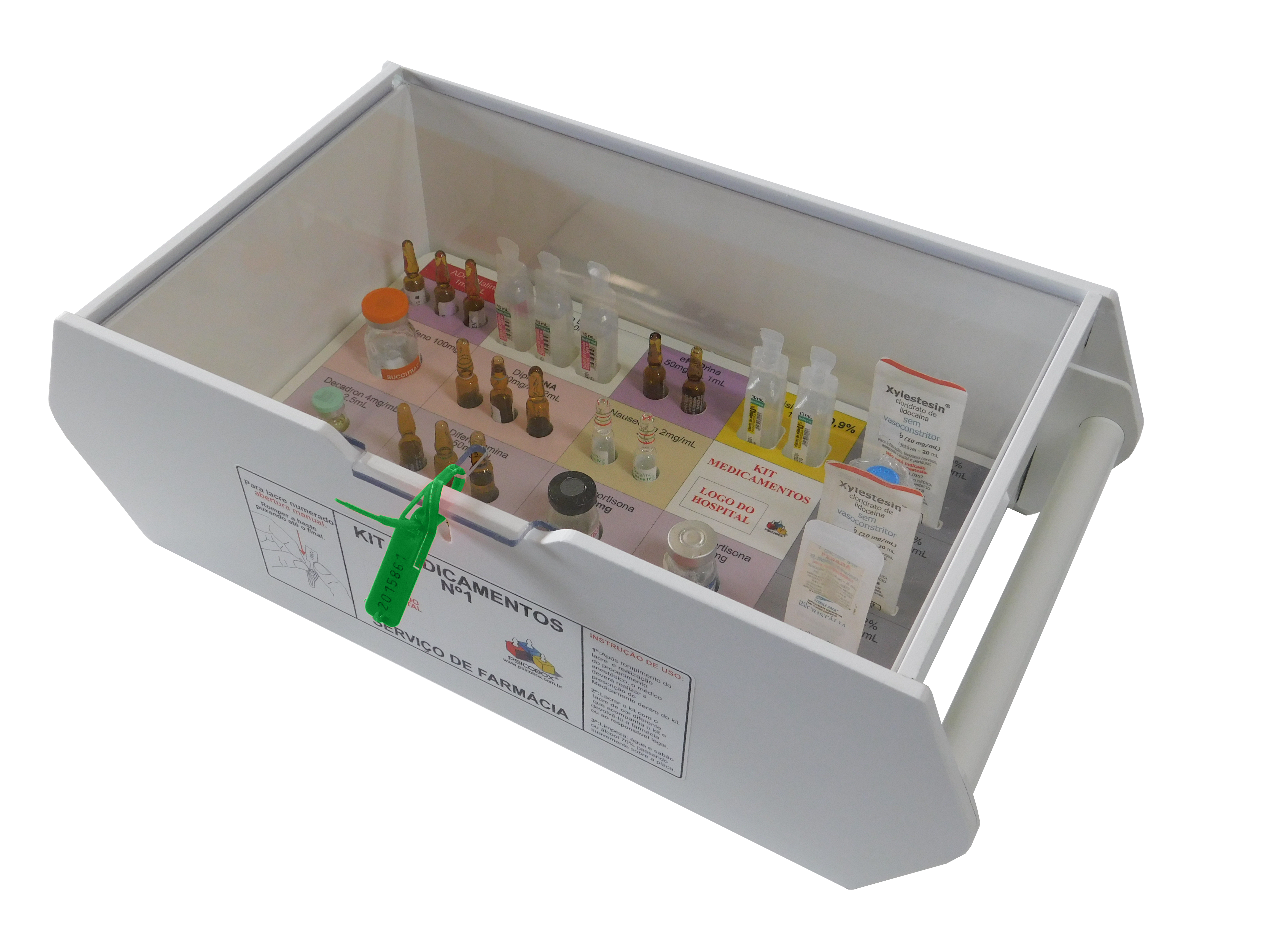 caixa de armazenamento de medicamentos, injeção, pílulas e
